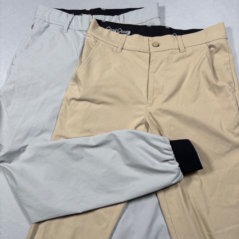Good Good Golf Joggers Mens 28 Tan Gray Lot of 2 Performance Tapered Pants